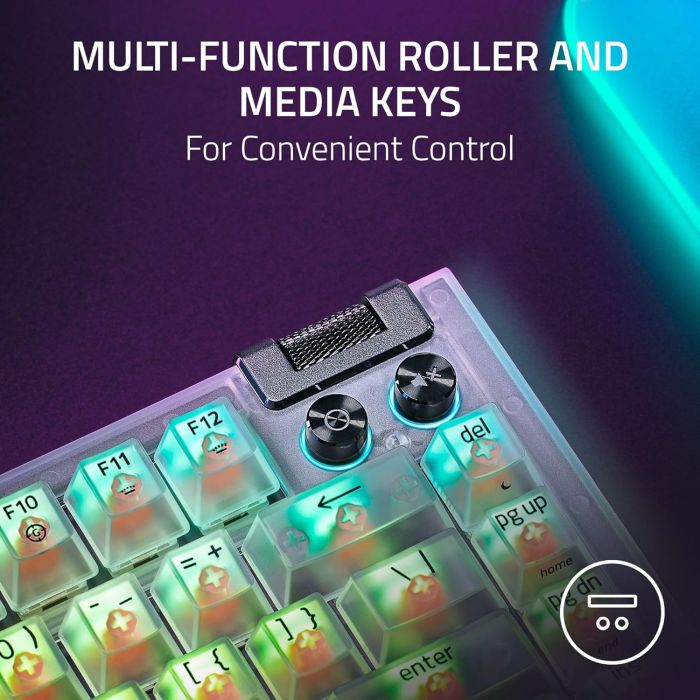 Клавиатура механическая Razer BlackWidow V4 75% RGB 83key Mechanical Tactile Switch GEN-3, USB-A, EN, Phantom White Ed.