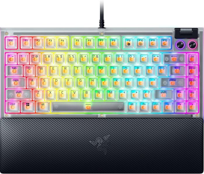 Клавіатура механічна Razer BlackWidow V4 75% RGB 83key Mechanical Tactile Switch GEN-3, USB-A, EN, Phantom White Ed.