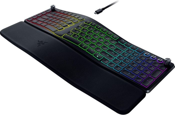 Клавиатура мембранная Razer Pro Type Ergo, 118key, USB-A/WL/BT, EN, RGB, чёрный