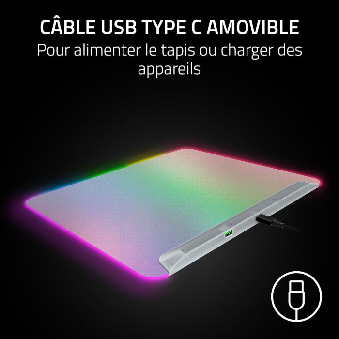 Игровая поверхность Razer  Firefly V2 Pro, М (360х278х4.6мм), RGB, Phantom White Ed.