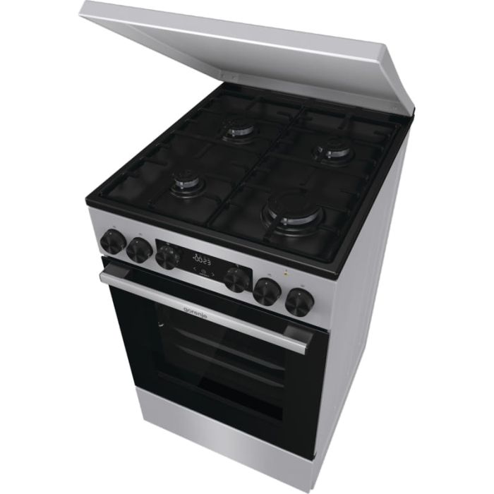 Плита Gorenje комби, 70л, 50x60см, металлич. кришка, дисплей, IconLed,эмалированные, серый