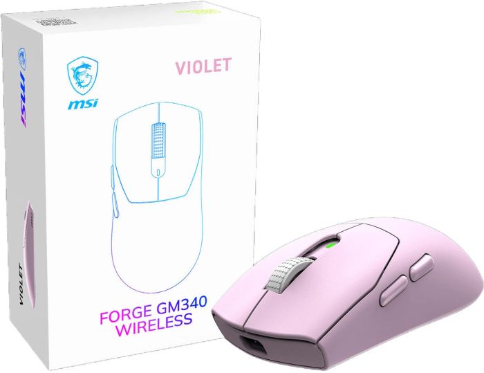 Мышь MSI FORGE GM340 W VIOLET, WIRELESS, RGB, WL, фиолетовый