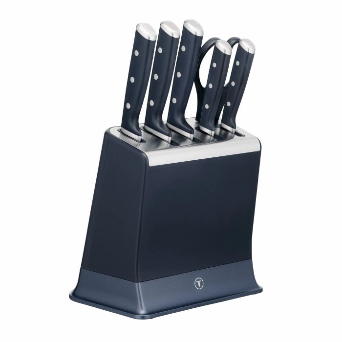 Набір ножів Tefal EverSharp Pro, з блоком, 6предметів, нержавіюча сталь, синій