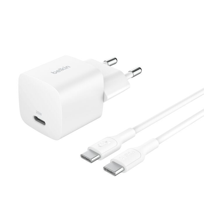 Зарядное устройство сетевое Belkin 25Вт USB-С PD PPS, кабель USB-С > USB-С, 1м, PVC, белый