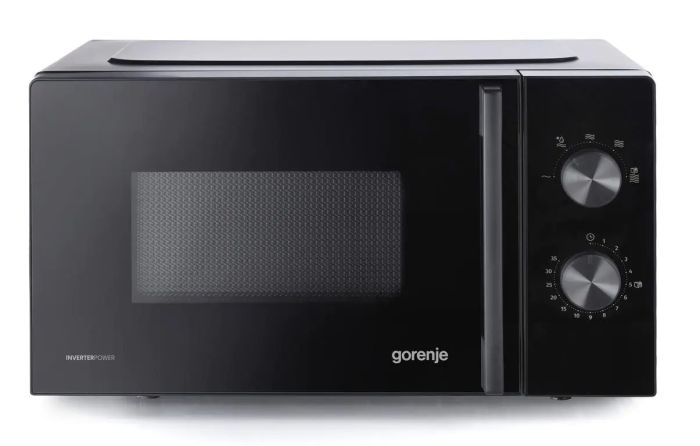 Мікрохвильова піч Gorenje, 20л, мех. керув., 700Вт, гриль, інвертор, чорний