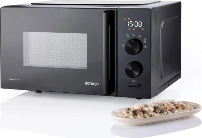 Микроволновая печь Gorenje, 20л, электр. управл., 800Вт, дисплей, 20 программ, инвертор, черный