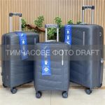 Набір валіз 2E, M7980, поліпропілен, (L+M+S), блискавка anti theft, 4 колеса, кодовий замок, темно-сірий
