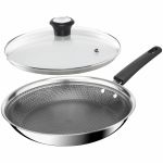 Сковорода Tefal Emotion+ Power, 28см, з кришкою, нержавіюча сталь, серцевина-алюміній, хромована сталь, бакеліт, скло