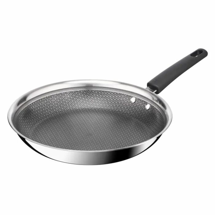 Сковорода Tefal Emotion+ Power, 24 см, с крышкой, нержавеющая сталь, алюминиевый сердечник, хромированная сталь, бакелит, стекло