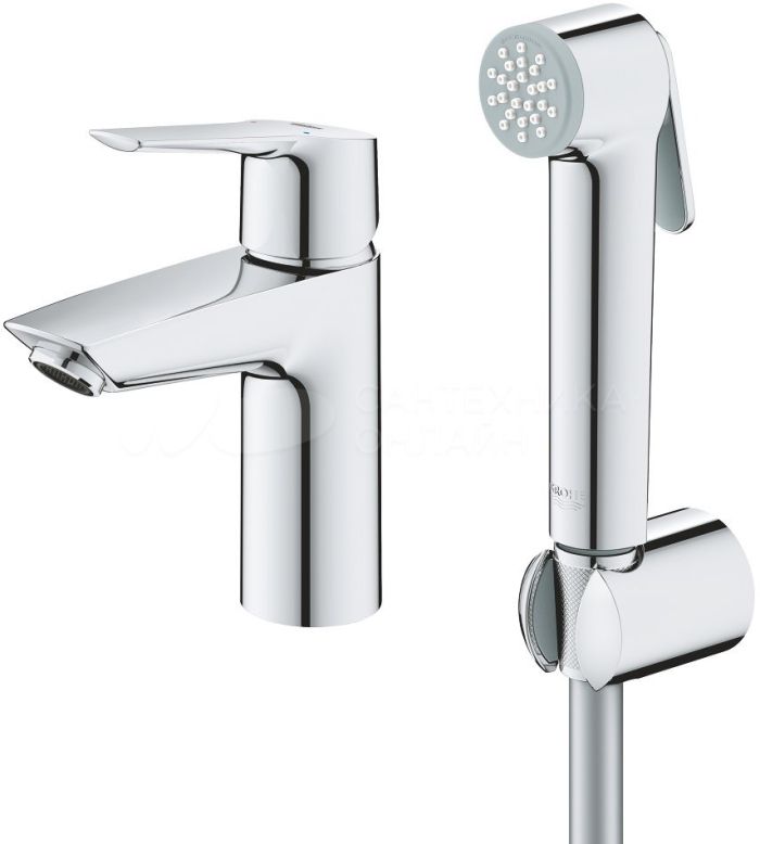 Однорычажный смеситель GROHE QuickFix Start для раковины, S-размера с гигиеническим душем, хром