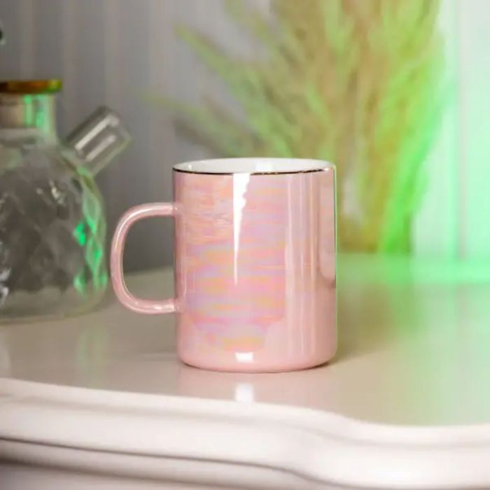 Чашка порцелянова Glaze 420мл у дзеркальній глазурі Рожевий HPCYM0763P