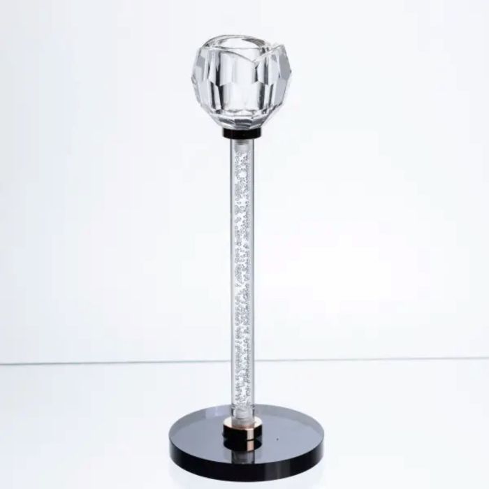 Скляний свічник Crystal Pillar 22см на стіл високий декоративний HP-7-26