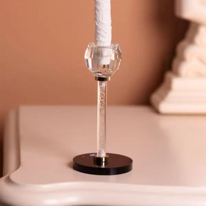 Скляний свічник Crystal Pillar 17 см на стіл декоративний HP-7-27