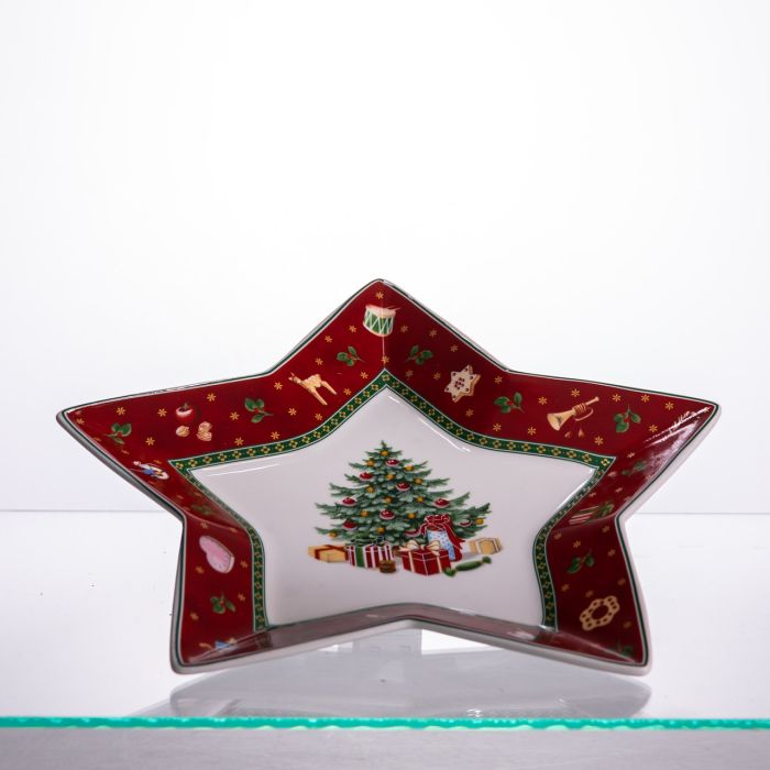 Сервірувальне новорічне блюдо для закусок Christmas 25,5 (см) з порцеляни HP-SDHK-19