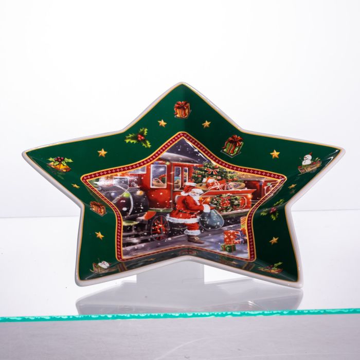 Сервірувальне новорічне блюдо для закусок Santa 25,5 (см) з порцеляни HP-SDHK-20