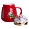 Чашка порцелянова з кришкою Christmas 400 (мл) Червона Yiwu FM-CS-41D