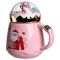 Чашка порцелянова з кришкою Christmas 400 (мл) Рожева Yiwu FM-CS-41C