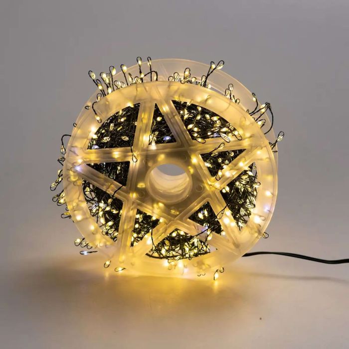 Гірлянда нитка хвойна лапа 30 метрів  640 led зелений дріт жовто-блакитна D1750Y