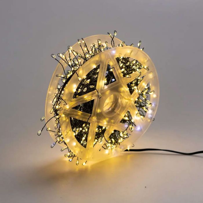 Гірлянда нитка хвойна лапа 30 метрів  640 led зелений дріт жовто-блакитна D1750Y