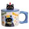 Чашка порцелянова з кришкою Kitten's Birthday 400 (мл) подарункова кружка прикольна чашка для дітей на подарунок Синій FM-24A