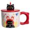 Чашка порцелянова з кришкою Kitten's Birthday 400 (мл) подарункова кружка прикольна чашка для дітей на подарунок Червоний FM-24D