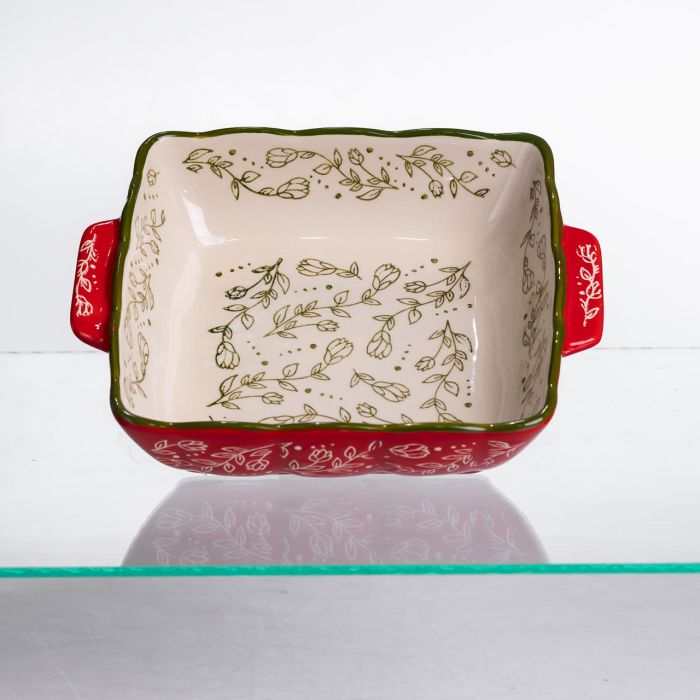 Форма для запікання Vintage 20×16.5×4 (см) квадратна з ручками Червона HM04-13