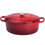 Гусятниця чавунна емальована 6 л, червоний Yiwu HP-FLG-17 RED