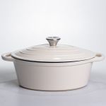 Гусятниця чавунна з емальованим покриттям 4 л, бежевий Yiwu HP-FLG-18 WHITE