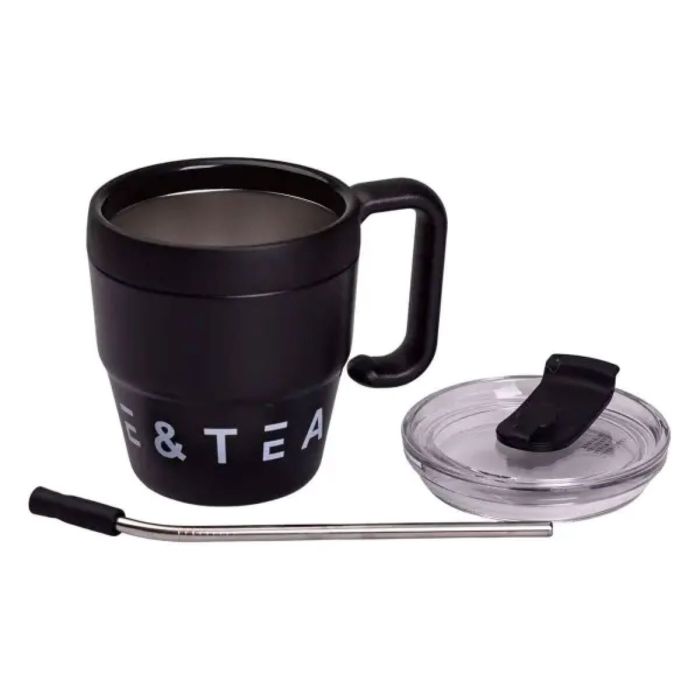 Термочашка Coffee & Tea з трубочкою чорна HP-14-23B