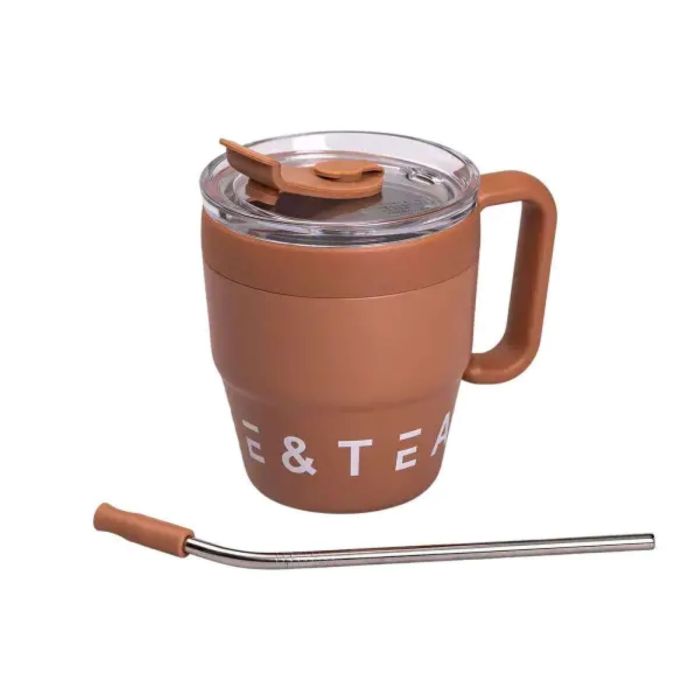 Термочашка Coffee & Tea з трубочкою коричнева HP-14-23BR