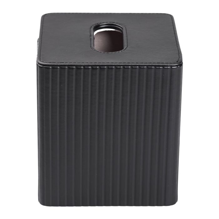 Серветниця з екошкіри квадратна 13х13х14.5 см органайзер для серветок на стіл, Чорний HP-3-201B