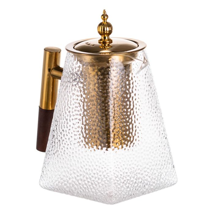 Чайник для заварювання скляний для чаю 1 л з металевою ручкою прозорий HP-34-36