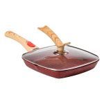 Алюмінієва сковорода-гриль 24 см зі скляною кришкою Square Red MGC HP-4-461R