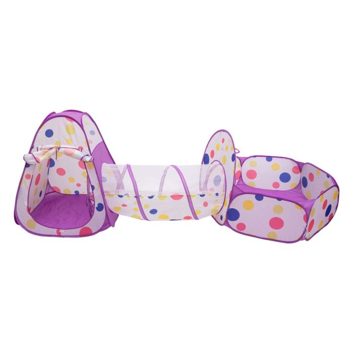 Намет дитячий 3 в 1 70×70×90 см ігровий намет з тунелем і басейном Фіолетовий HP-S-4NDV
