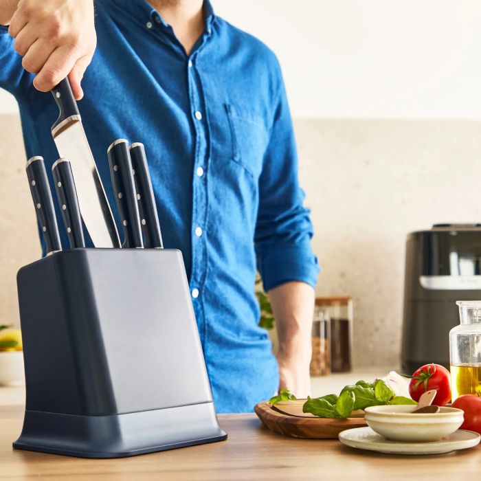 Набор ножей Tefal EverSharp Pro, 6 предметов, нержавеющая сталь, бакелит, черный