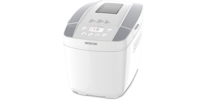 Хлебопечка Sencor 800Вт, программ-12, макс.вес -1.2кг, форма прямоугольник, пластик, белый