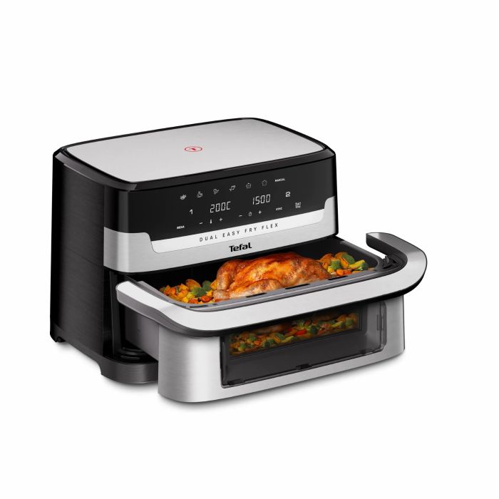 Мультипечь Tefal Dual Easy Fry Flex, 2700Вт, чаша-5.5+3.5л, сенсорное управл., 2 чаши, гриль, пластик, черный-нерж. сталь