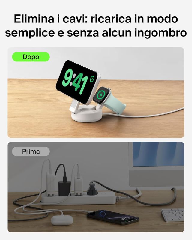 Зарядний пристрій бездротовий Belkin UltraCharge Pro 2в1 Convertible Magnetic Charging Dock 25Вт, Sand