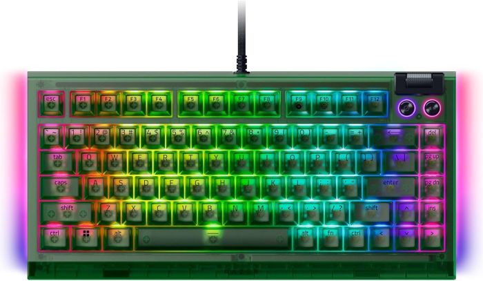 Клавіатура механічна Razer BlackWidow V4 75%, 83key, Mechanical Tactile Switch GEN-3, USB-A, EN, RGB, Phantom Green Ed.