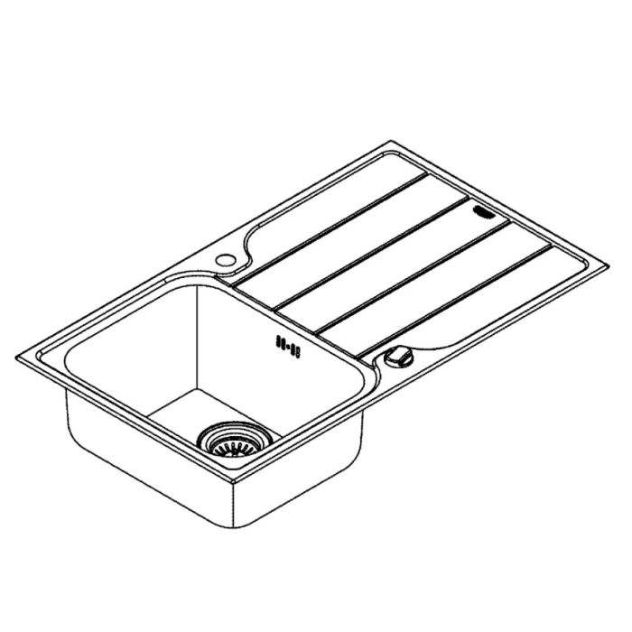 Мойка кухонная Grohe K500 прямоугольная, с крылом, 1000x500x200мм, врезная, нержавеющая сталь.