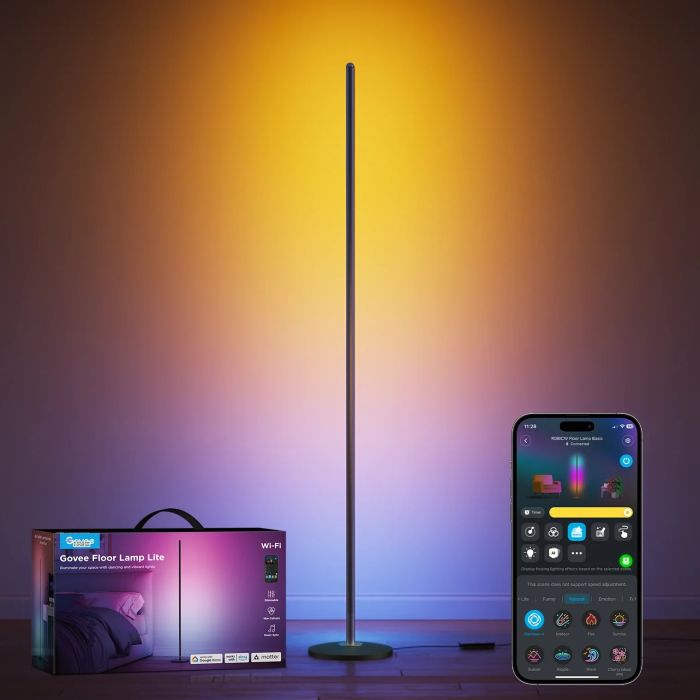 Торшер умный Govee H8076 Govee Floor Lamp lite, 1000Lm, RGBWW+RGBIC+WW, WI-FI/Bluetooth, черный