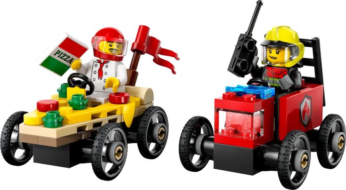 Конструктор LEGO City «Пицца-авто против пожарной машины» Набор перегонов