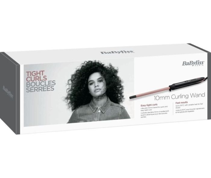 Плойка Babyliss, 48Вт, темп.режимів-6, D -10mm, 160-210С, кераміка, чорно-рожевий