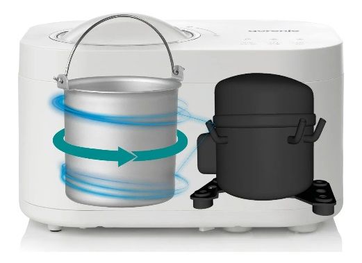 Мороженица Gorenje 100Вт, чаша-1л, время приготовл.-30мин, пластик, бело-серый