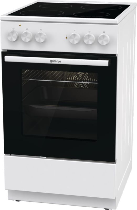 Плита Gorenje электрическая стеклокерамическая, 62л, конвекция, 50x60см, белый