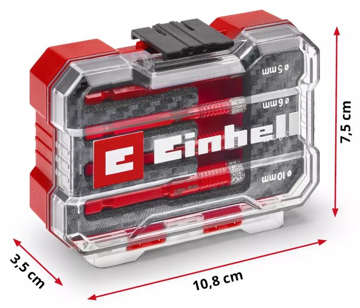 Свердло по кахелю та склу трубчате Einhell 5/6/8/10мм XS-Case набір 4шт 0.12кг