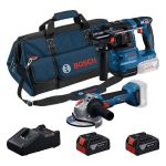 Набір із двох акумуляторних інструментів Bosch Professional 18В перфоратор GBH 18V-22, Шліфмашина кутова GWS 18V-8 акб 2x4А·год, ЗП, сумка M-BAG