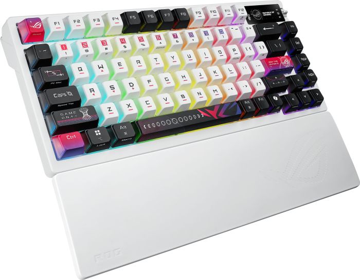 Клавіатура механічна ASUS ROG Azoth X 81key, NX Snow, USB-A/WL/BT, EN, RGB, білий