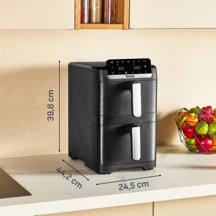 Мультипечь Tefal Easy Fry Crispy Stack, 2700Вт, чаша-6/4л, сенсорное управл., 2 чаши, гриль, пластик, черный