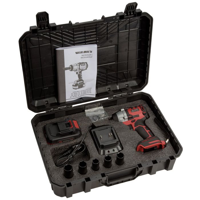 Гайковерт ударний акумуляторний Vitals Master AT 1835с BL Kit 18В 1х4А·год до 2300об/хв 3200уд/хв 350Нм квадрат 1/2" ЗП та кейс 2.78кг